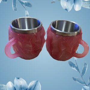 Pink Geometric Mugs with Stainless Steel Interior